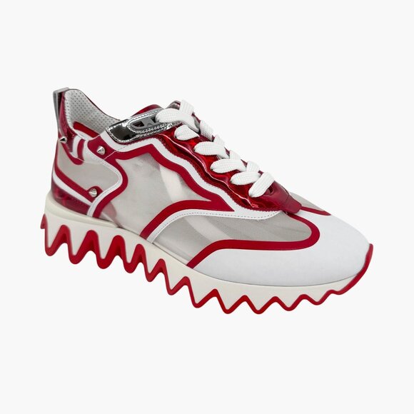 Christian Louboutin Sharkina White Mesh Red Sneakers Size 38 US 8 Women's 6968 - Picture 9 of 14